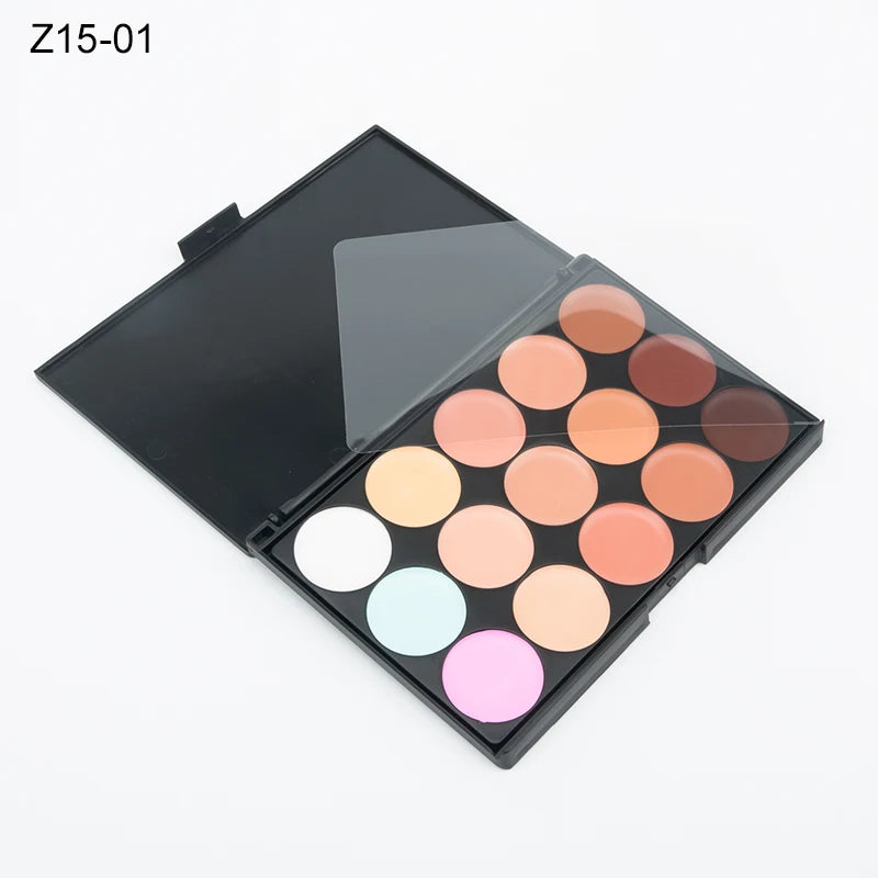 15 Colors Face Concealer Camouflage Cream Contour Palette Maquillaje Profesional Foundation Paleta Concealer Quake Z15-01