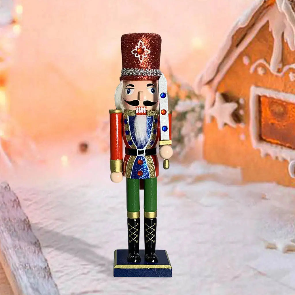 Nutcracker Puppet 30cm Figurines Decoration Mouth Can Be Opened Ornament for Holiday Children Quake