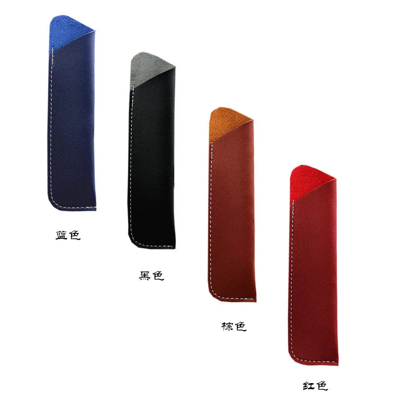 1pc Leather Fountain Pencil Pouch Case Handmade Single Pen Bag Holder Storage Sleeve Pouch For School Office Supplies Quake