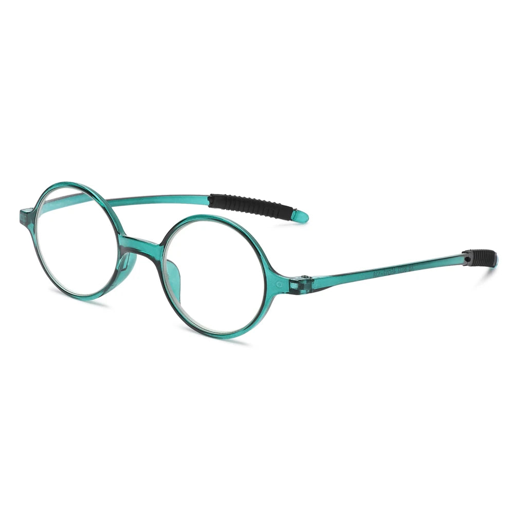 Fashion Round Frame Reading Glasses for Women Men High-definition Vision Care Readers Eyewear Presbyopia Eyeglasses +1.0~+4.0 Quake green +250
