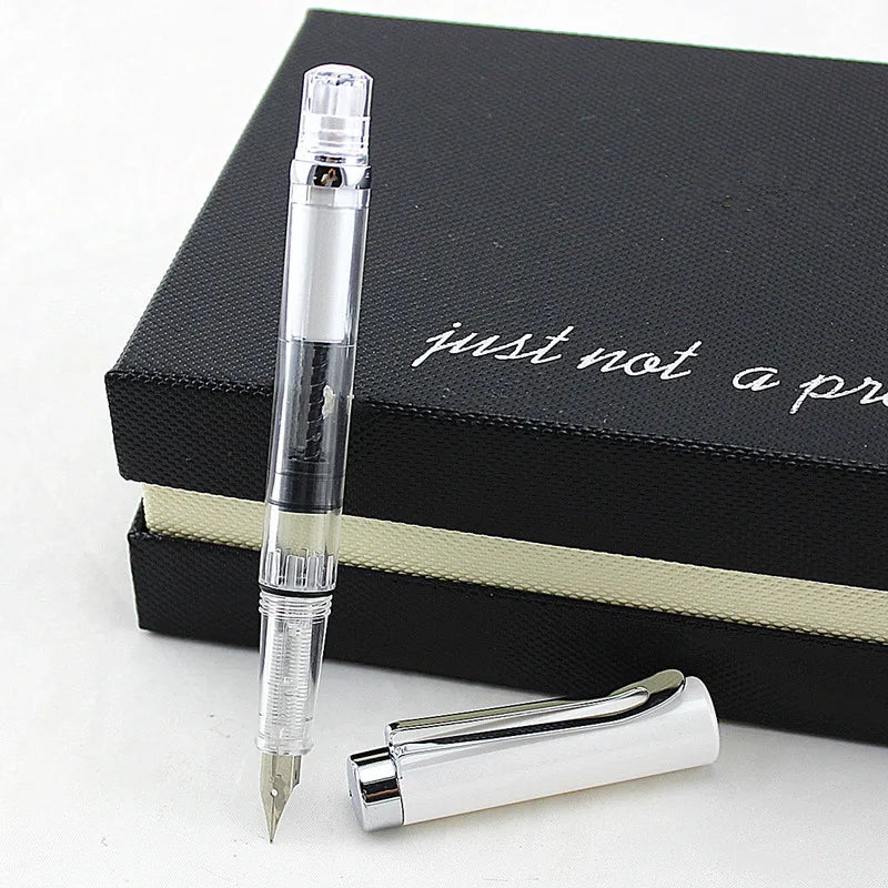 Special Offer Piston Fountain Pen Fine Nib 0.5mm Transparent Piston Ink Pen School Business Office Gift Writing Pen Quake Y F 0.5MM