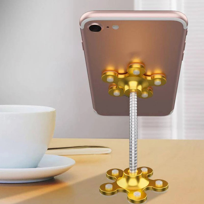 Car Double Suction Cup Mobile Phone Holder Rotatable Silicone Petal Shaped Sucker Vehicle Bracket Stand Universal 5 Color Quake