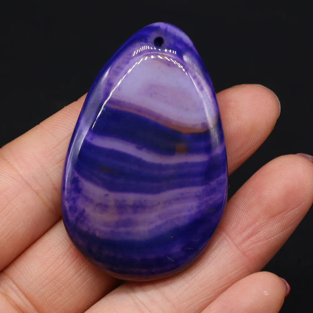 Natural Stone Pendant Drop-Shaped Stripe Agates For Jewelry Making Charms DIY Necklace Bracelet Anklet Accessory Quake Amethyst