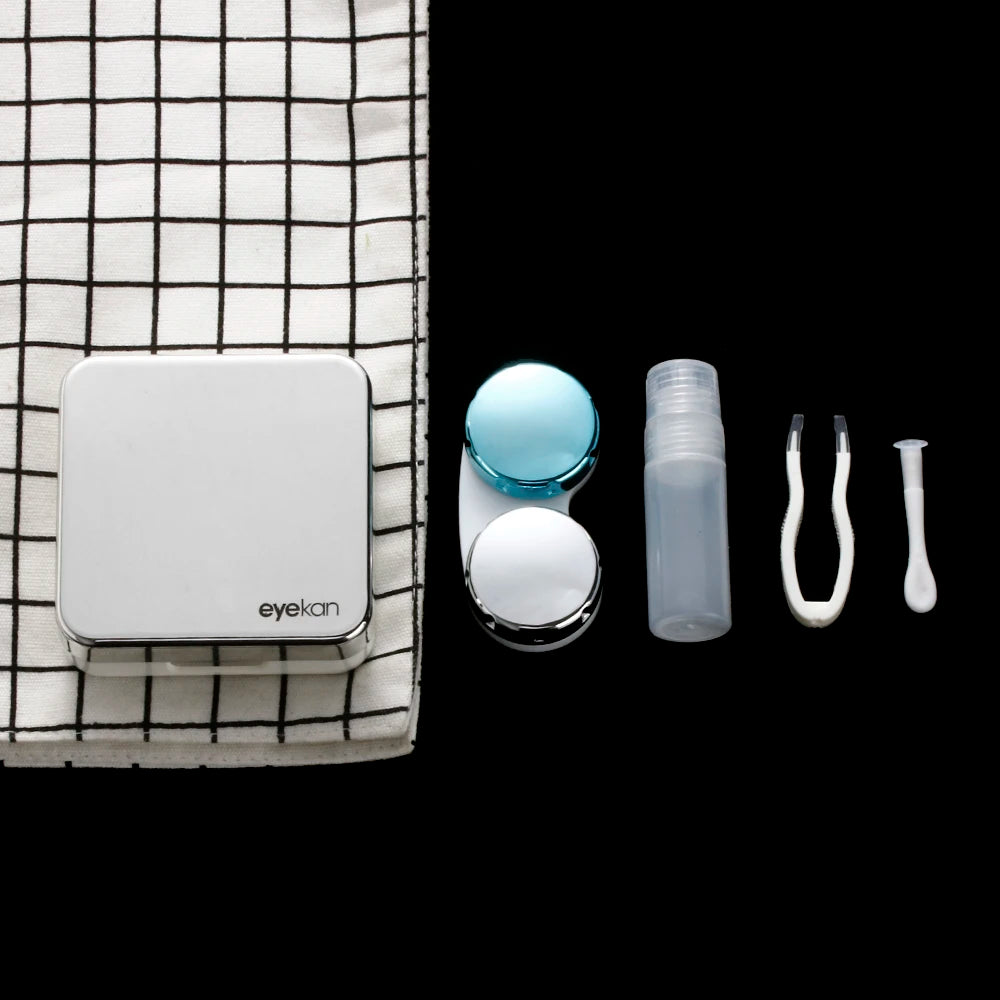 New Fashion Contact Lens Box ABS Plastic Square Mirror Lens Case Travel Container Holder Storage Soaking Box Case Quake