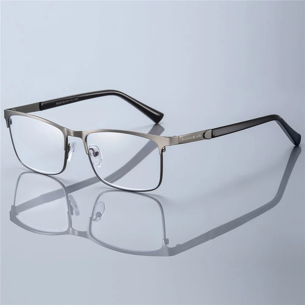 Fashion Business Reading Glasses for Men Women Classic Metal Frame Readers Glasses Mens Presbyopic Optical Glasses +1.0~+4.0 Quake