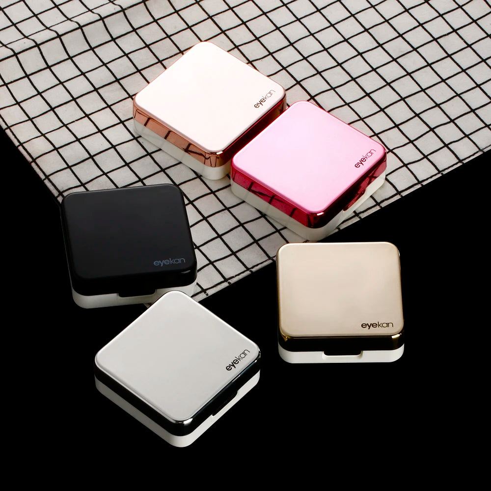 New Fashion Contact Lens Box ABS Plastic Square Mirror Lens Case Travel Container Holder Storage Soaking Box Case Quake