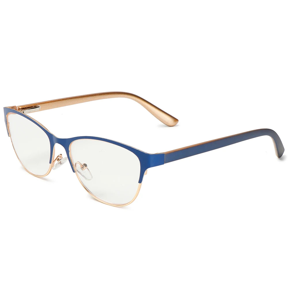 Fashion Classic Metal Reading Glasses for Women Men Presbyopia Eyeglasses Elder Anti-fatigue Optical Eyewear Diopter +1.0~3.5 Quake blue +250