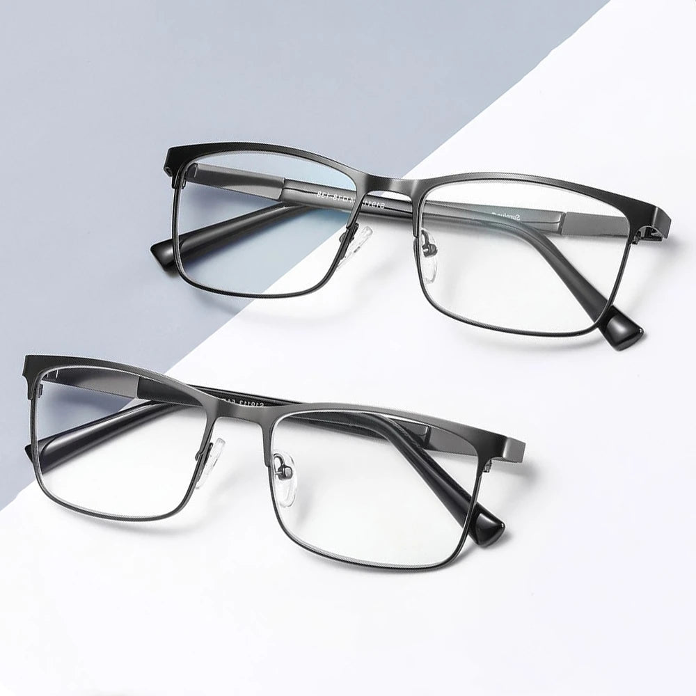 Fashion Business Reading Glasses for Men Women Classic Metal Frame Readers Glasses Mens Presbyopic Optical Glasses +1.0~+4.0 Quake