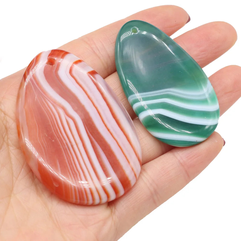Natural Stone Pendant Drop-Shaped Stripe Agates For Jewelry Making Charms DIY Necklace Bracelet Anklet Accessory Quake