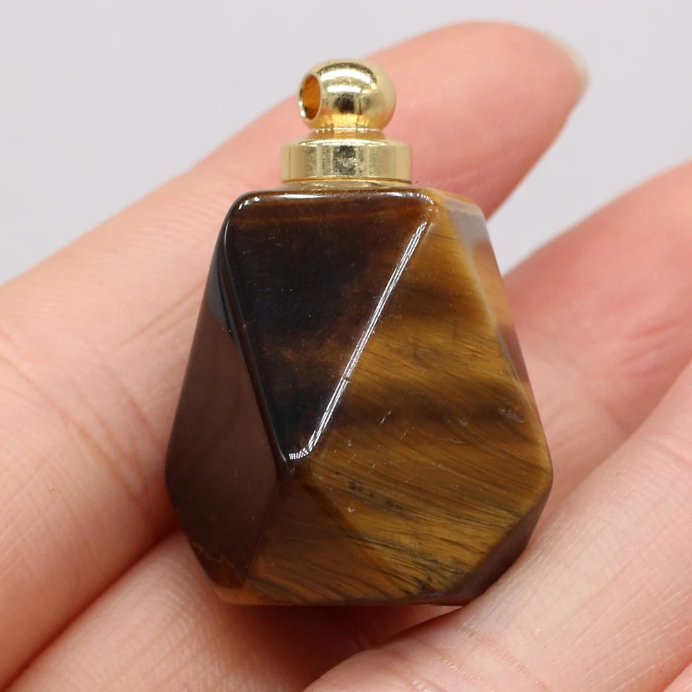 2021 New Style Hot Sale Natural Stone Perfume Bottle Pendant Irregular Tiger Eye Stone For Jewelry Making DIY Necklace Accessory Quake 25x37mm