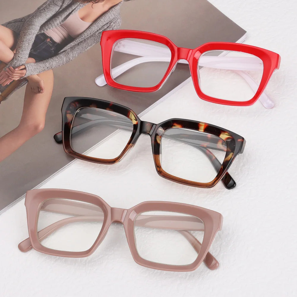 Fashion Square Reading Glasses for Men Women Large Frame Presbyopia Eyeglasses High-definition Eyewear Diopter +1.0~+4.0 Quake
