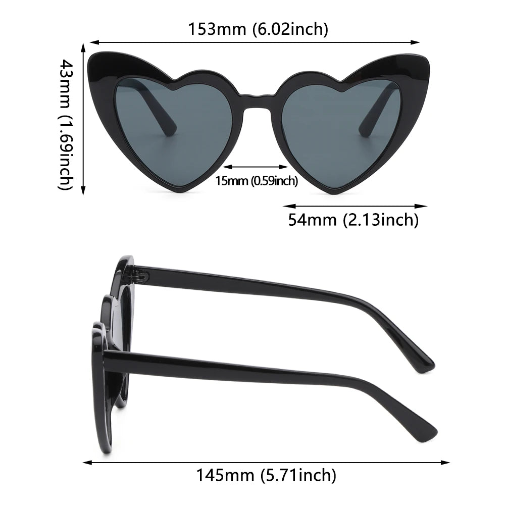 Fashion Heart-Shaped Sunglasses for Women Summer UV400 Sun Glasses Brand Design Love Heart Shades Trendy Street Snap Eyewear Quake
