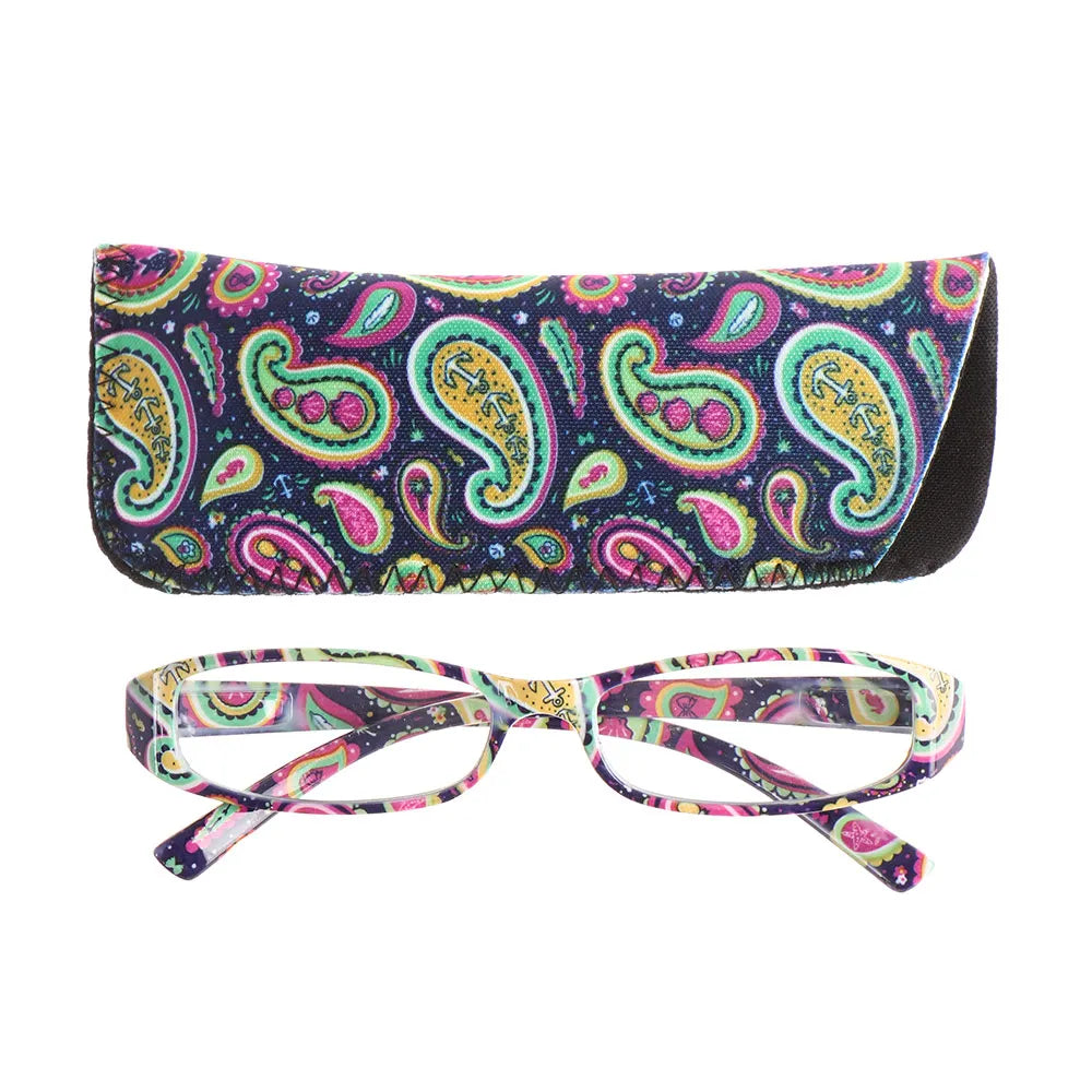 Ultralight Spring Hinge Reading Glasses Fashion Retro Flower Print Presbyopic Eyeglasses PC Frame Readers Eyewear with Pouch Quake