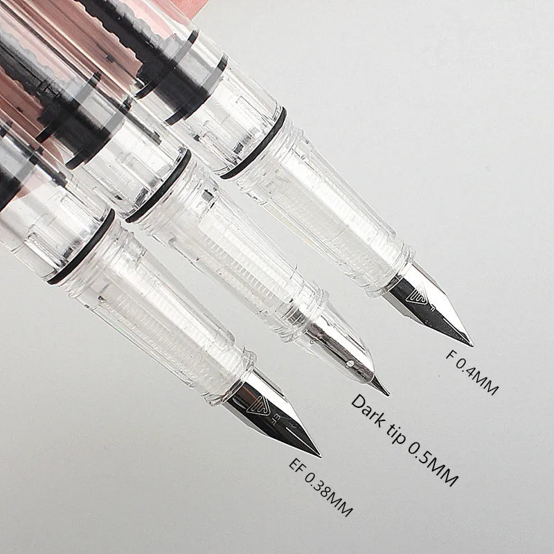 Lanbitou 3059 Fountain Pen Piston Plastic Ink Pen EF/F Nib Silver Clip Business Stationery Office School Supplies Writing Gift Quake