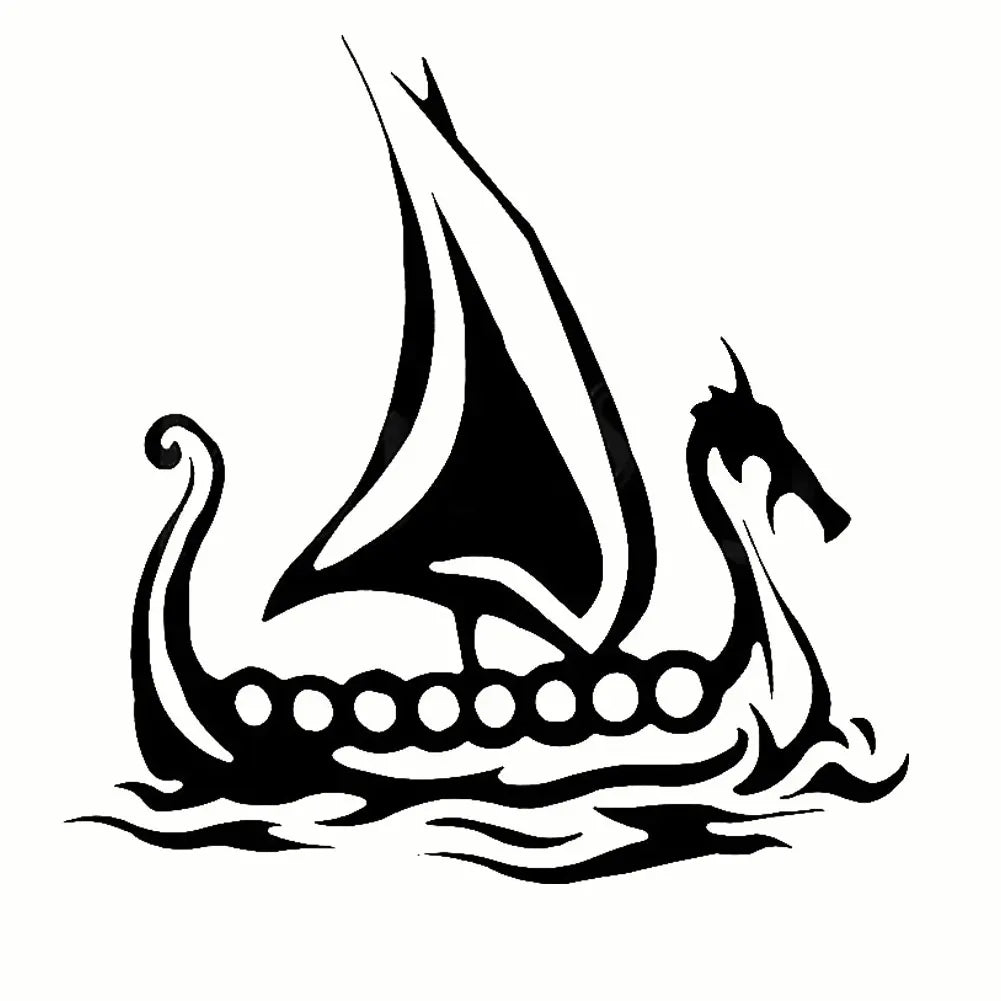 Viking Ship Stickers Car Body Window Truck Laptop Motorcycle Reflective Decals Sticker Decoration Quake black