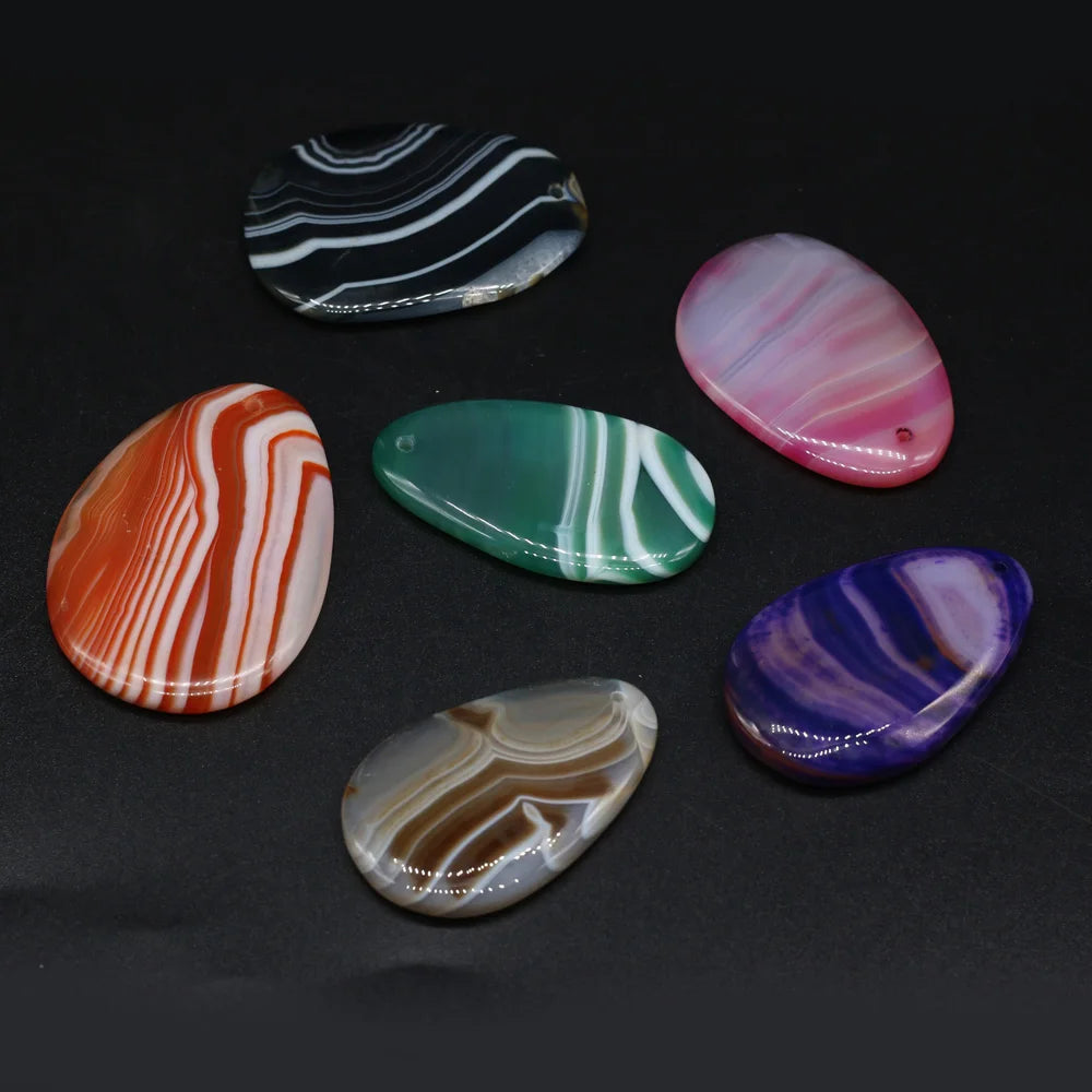 Natural Stone Pendant Drop-Shaped Stripe Agates For Jewelry Making Charms DIY Necklace Bracelet Anklet Accessory Quake