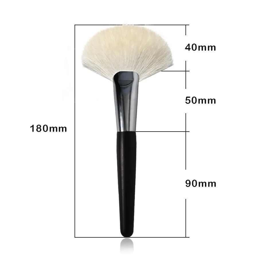 Large Fan Powder Brush Ebony Wood Handle Soft Fine Goat Hair Big Blusher Finished Fan Makeup Brushes Quake