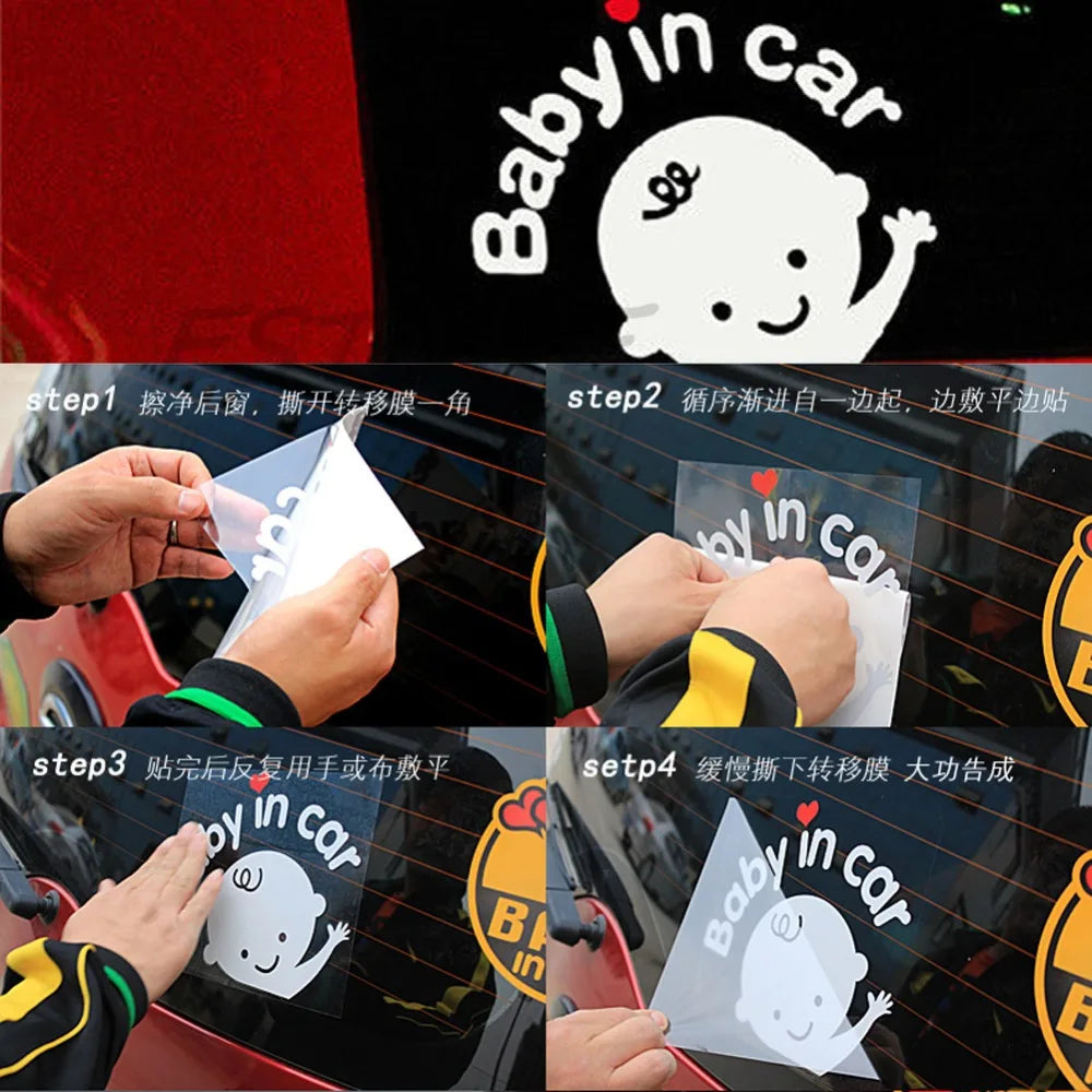 13*16cm Car Cartoon 'Baby in Car' Stickers Baby on Board Safety Sign Cute Car Decal Vinyl Sticker Quake