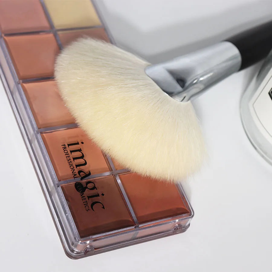 Large Fan Powder Brush Ebony Wood Handle Soft Fine Goat Hair Big Blusher Finished Fan Makeup Brushes Quake