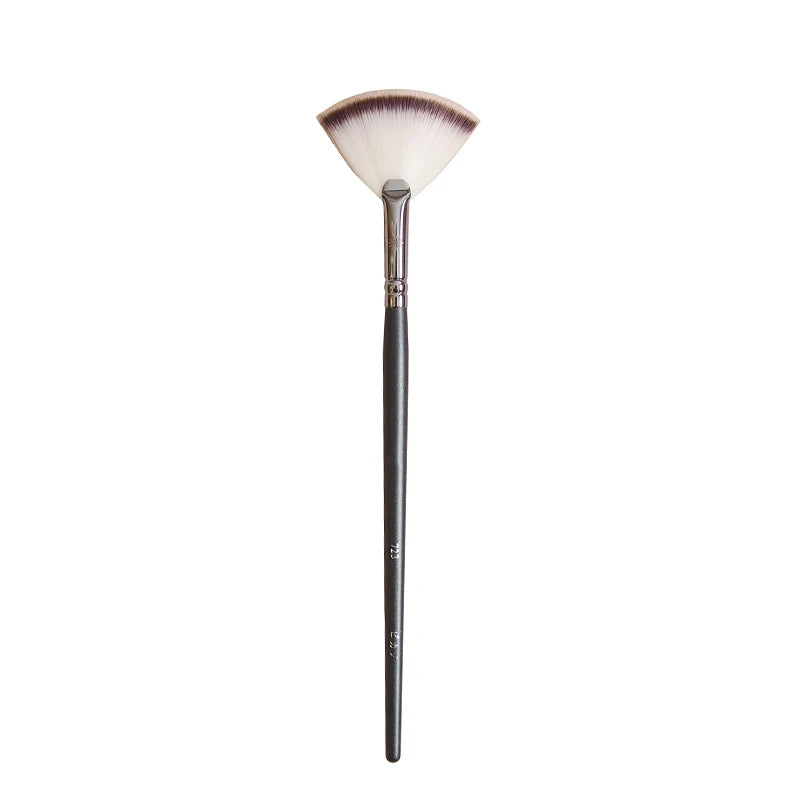 Black Long Handle Small Thin Makeup Finished Fan Powder Blush Cheek Blush Cosmetic Brush P723 Quake