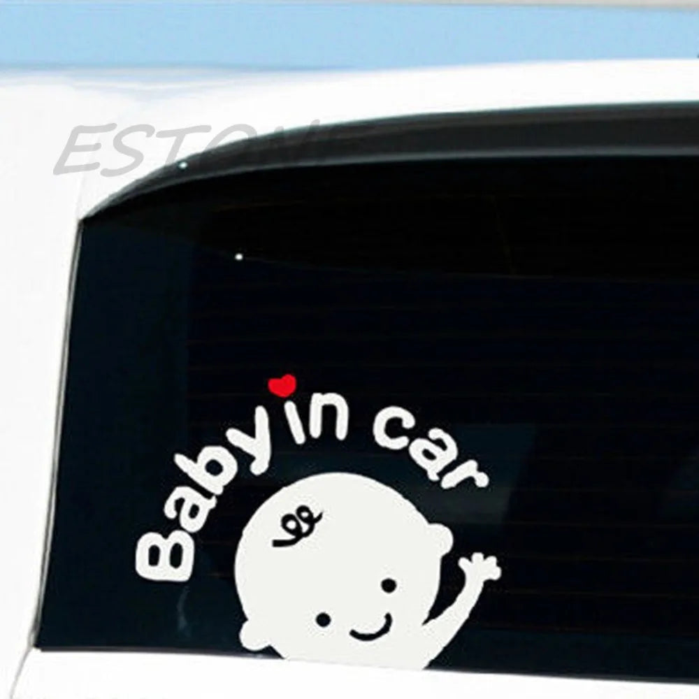 13*16cm Car Cartoon 'Baby in Car' Stickers Baby on Board Safety Sign Cute Car Decal Vinyl Sticker Quake