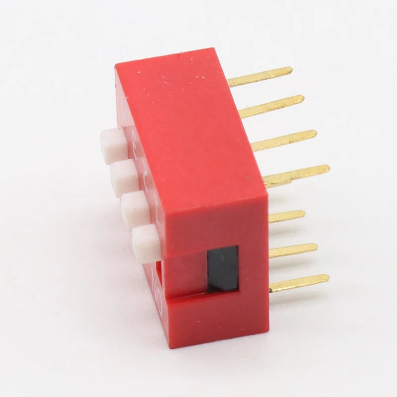 10Pcs Slide Type Switch Module 2.54mm 4-Bit 4 Position Way DIP Red Pitch Quake