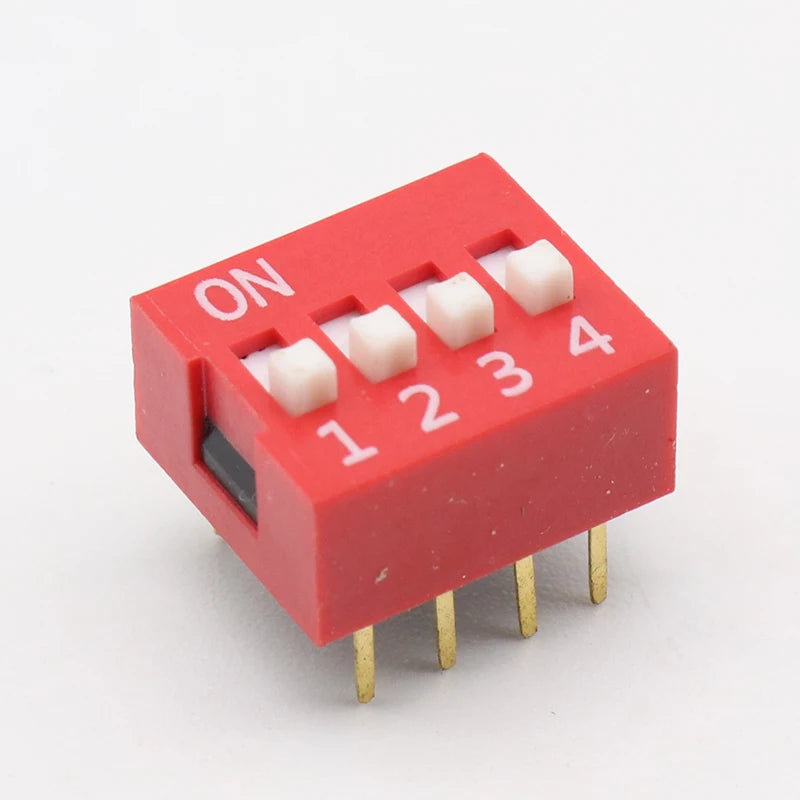10Pcs Slide Type Switch Module 2.54mm 4-Bit 4 Position Way DIP Red Pitch Quake