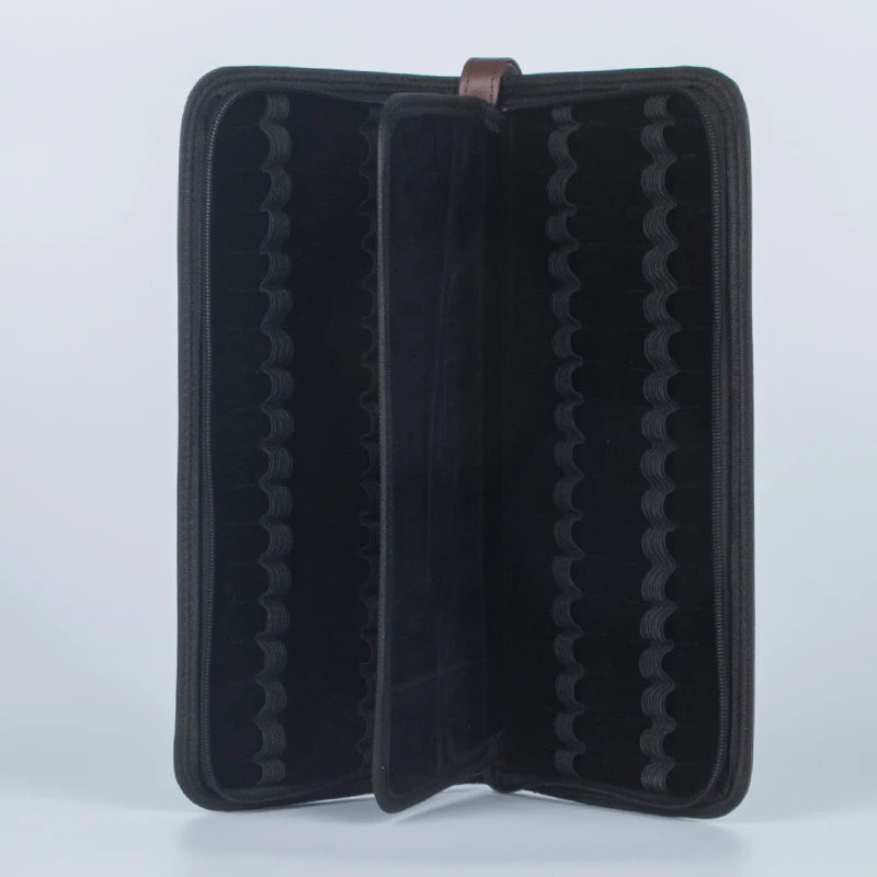 36 Roller Ball Pen / Fountain Pen / Ballpoint Pen Bag Brown Leather Pencil Case Antique Brown Improved New Pencil Bag Quake