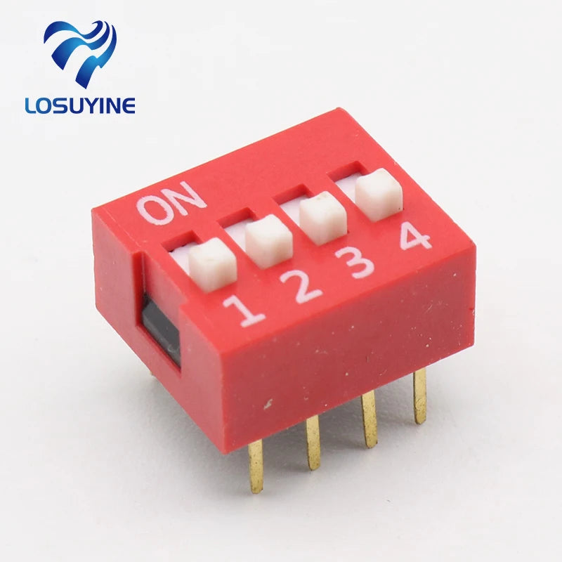 10Pcs Slide Type Switch Module 2.54mm 4-Bit 4 Position Way DIP Red Pitch Quake Default Title