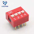 10Pcs Slide Type Switch Module 2.54mm 4-Bit 4 Position Way DIP Red Pitch Quake Default Title