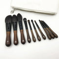 Goat Hair 10Pcs Makeup Brush Set Professional Wood Powder Blush Highlighter Eye Cosmetic Brush Kit with Bag Brochas Maquillaje Quake Default Title