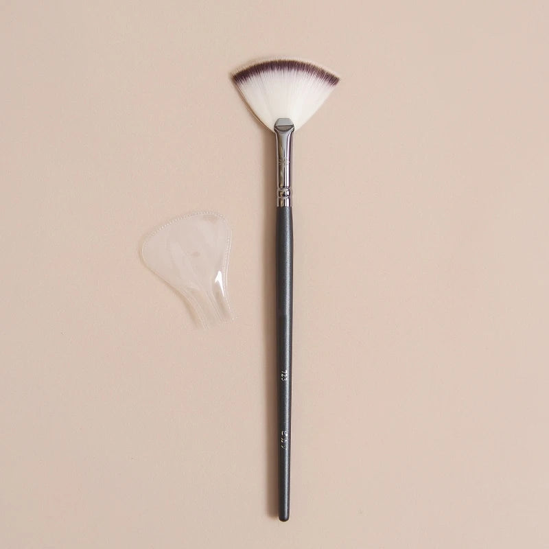 Black Long Handle Small Thin Makeup Finished Fan Powder Blush Cheek Blush Cosmetic Brush P723 Quake Default Title
