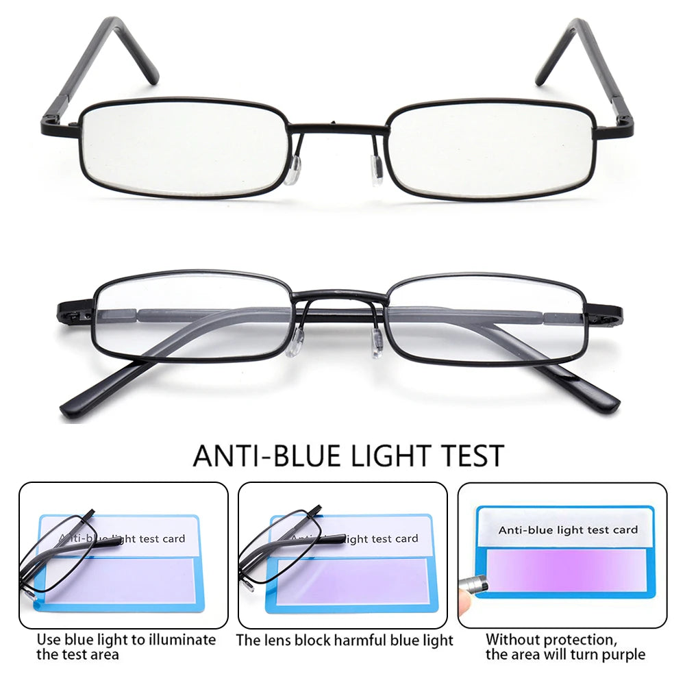 Portable Lightweight Slim Reading Glasses with Tube Case Anti Blue Light Readers Glasses for Men Women Mini Compact Eyeglasses Quake