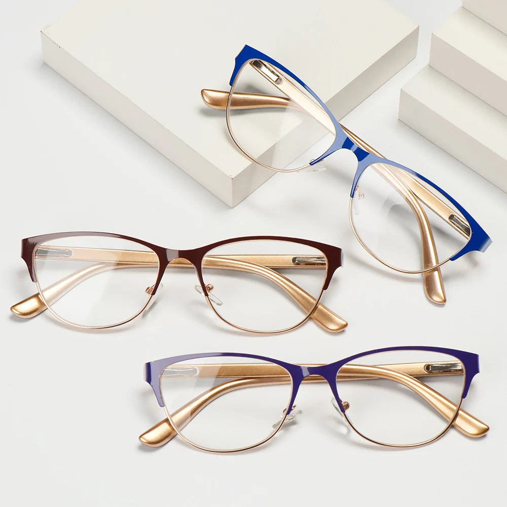 Fashion Classic Metal Reading Glasses for Women Men Presbyopia Eyeglasses Elder Anti-fatigue Optical Eyewear Diopter +1.0~3.5 Quake