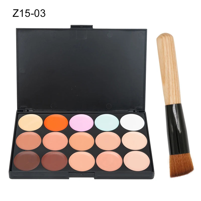 15 Colors Face Concealer Camouflage Cream Contour Palette Maquillaje Profesional Foundation Paleta Concealer Quake 03-Makeup Brush