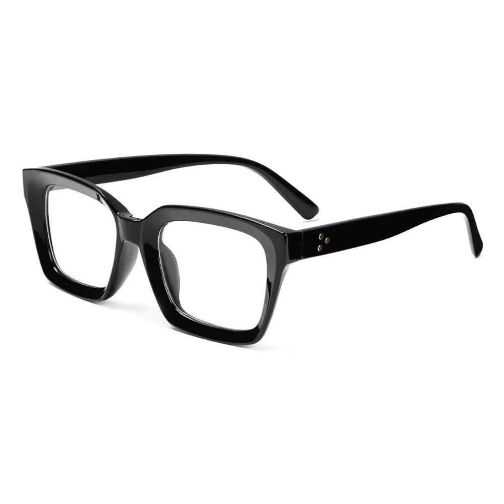 Fashion Square Reading Glasses for Men Women Large Frame Presbyopia Eyeglasses High-definition Eyewear Diopter +1.0~+4.0 Quake black +100