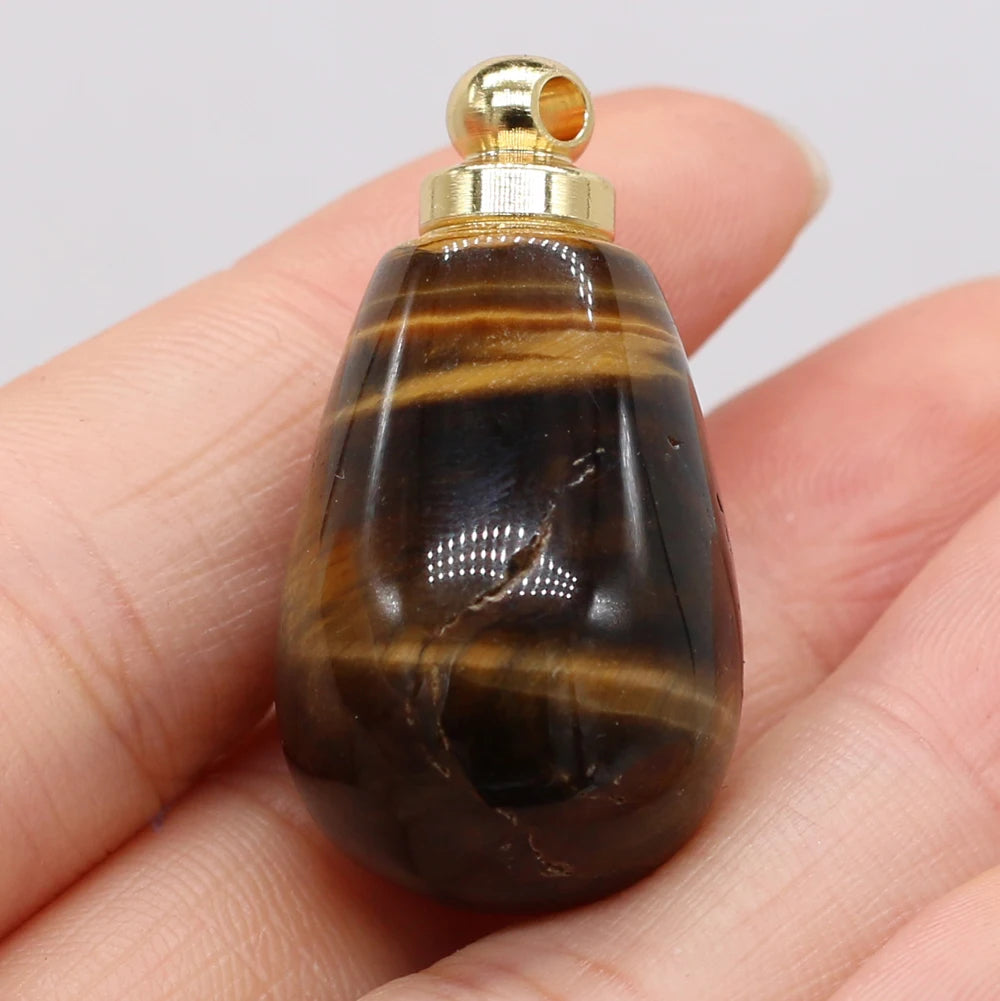 2021 New Style Hot Sale Natural Stone Perfume Bottle Pendant Irregular Tiger Eye Stone For Jewelry Making DIY Necklace Accessory Quake 20x38mm