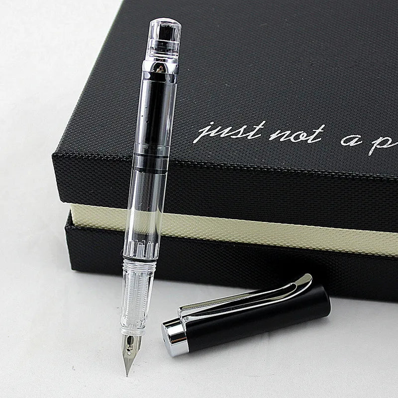 Special Offer Piston Fountain Pen Fine Nib 0.5mm Transparent Piston Ink Pen School Business Office Gift Writing Pen Quake R F 0.5MM