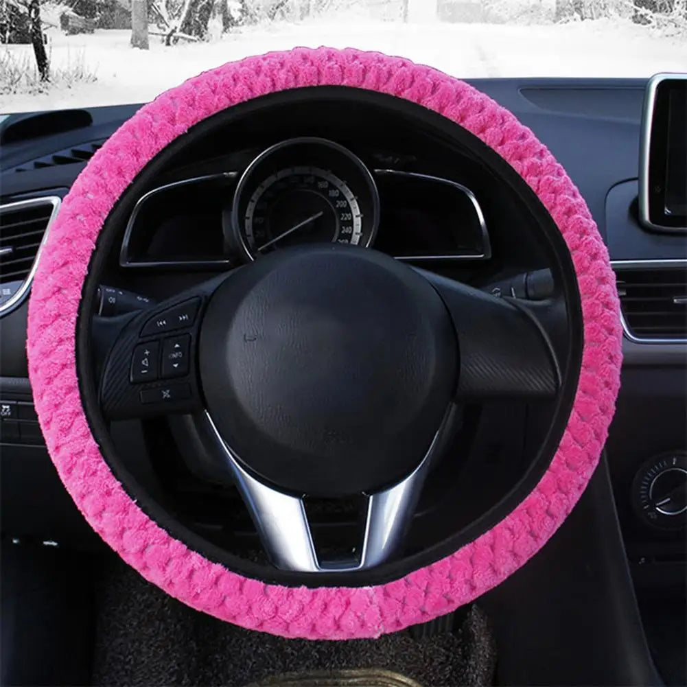 Universal Auto Steering Cover Winter Anti-Slip Soft Plush Car Steering Wheel Protected Cover Holder Accessories Quake