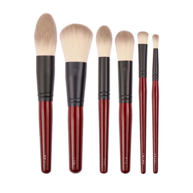 Japanese Brand SP Series Dark Red 6Pcs Makeup Brushes Set Soft Powder Brush Cosmetic Tool Accessiories Quake Default Title