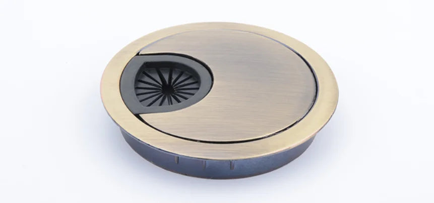 Zinc Alloy Round Table Wire Hole Covers Outlet Port Computer PC Desk Cable Grommet Line Holder 50mm/53mm/60mm/80mm Quake Bronze 50mm