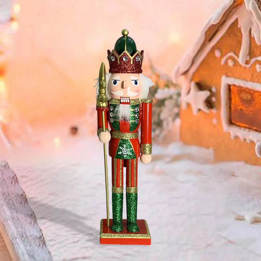 Nutcracker Puppet 30cm Figurines Decoration Mouth Can Be Opened Ornament for Holiday Children Quake