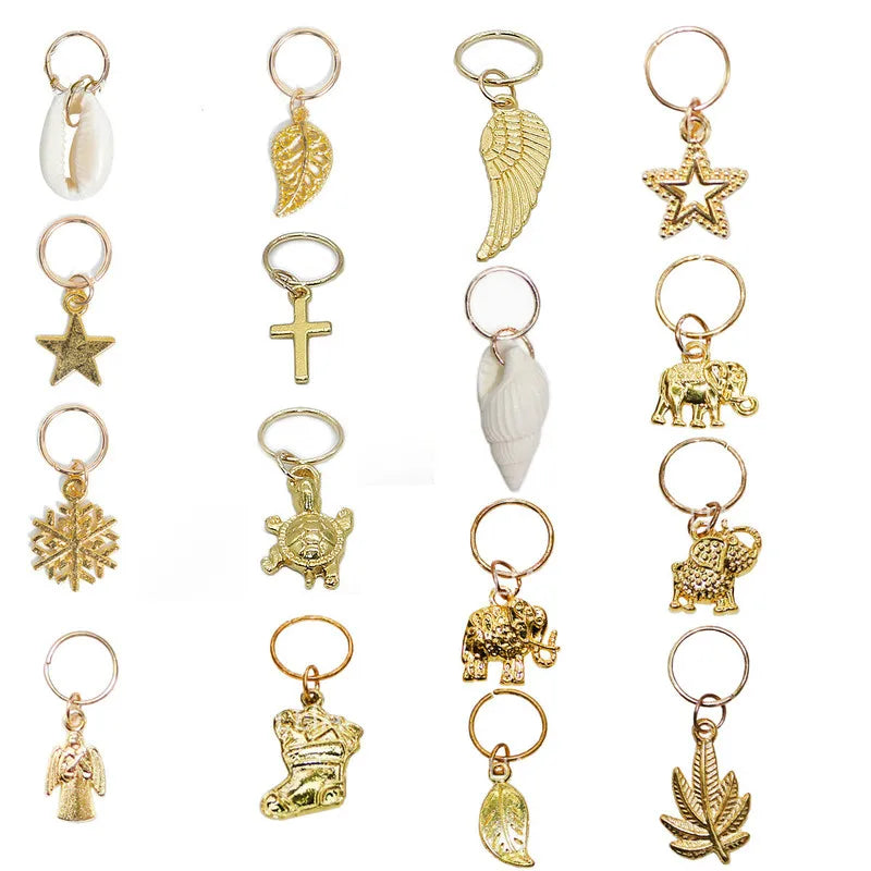 5pcs/Pack Different 4Styles Charms Hair Braid Dread Dreadlock Beads Clips Cuffs Rings Jewelry Dreadlock Clasps Accessories Quake
