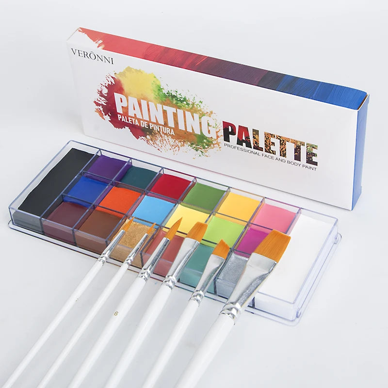 Paint Body Makeup Halloween Face Body Art 12/20 Colors Painting Kit with Brushes Safe Ingredient Available for Kid and Adult Quake 20 color add 6brush