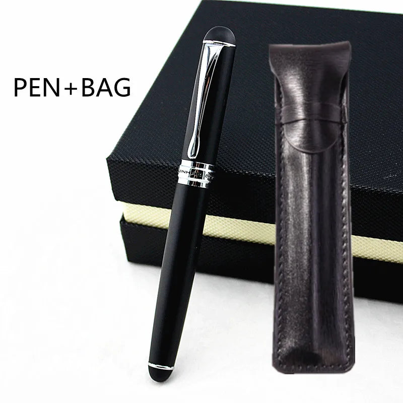 Jinhao X750 Classic Style Silver Clip Metal Fountain Pen 0.5mm Nib Steel Ink Pens for Gift Office Supplies School Supplies Quake PEN AND BAG 3 Medium 0.6-0.7mm
