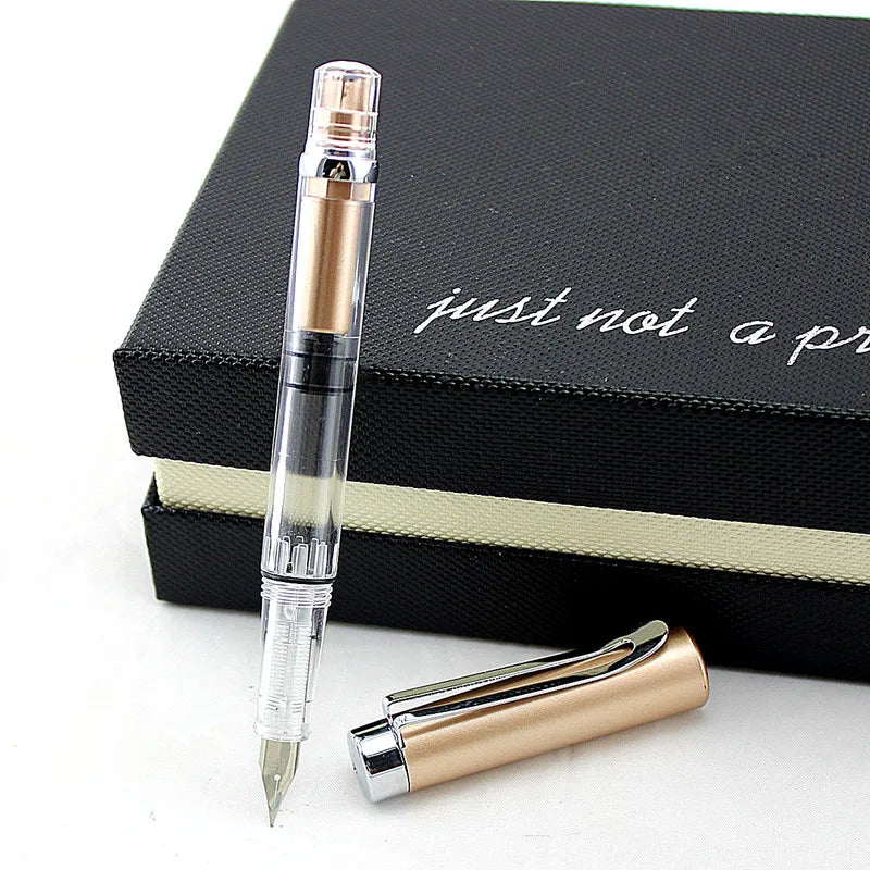 Special Offer Piston Fountain Pen Fine Nib 0.5mm Transparent Piston Ink Pen School Business Office Gift Writing Pen Quake E F 0.5MM