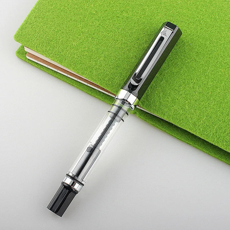 Lanbitou 3059 Fountain Pen Piston Plastic Ink Pen EF/F Nib Silver Clip Business Stationery Office School Supplies Writing Gift Quake ONE PEN 5 EF 0.38MM