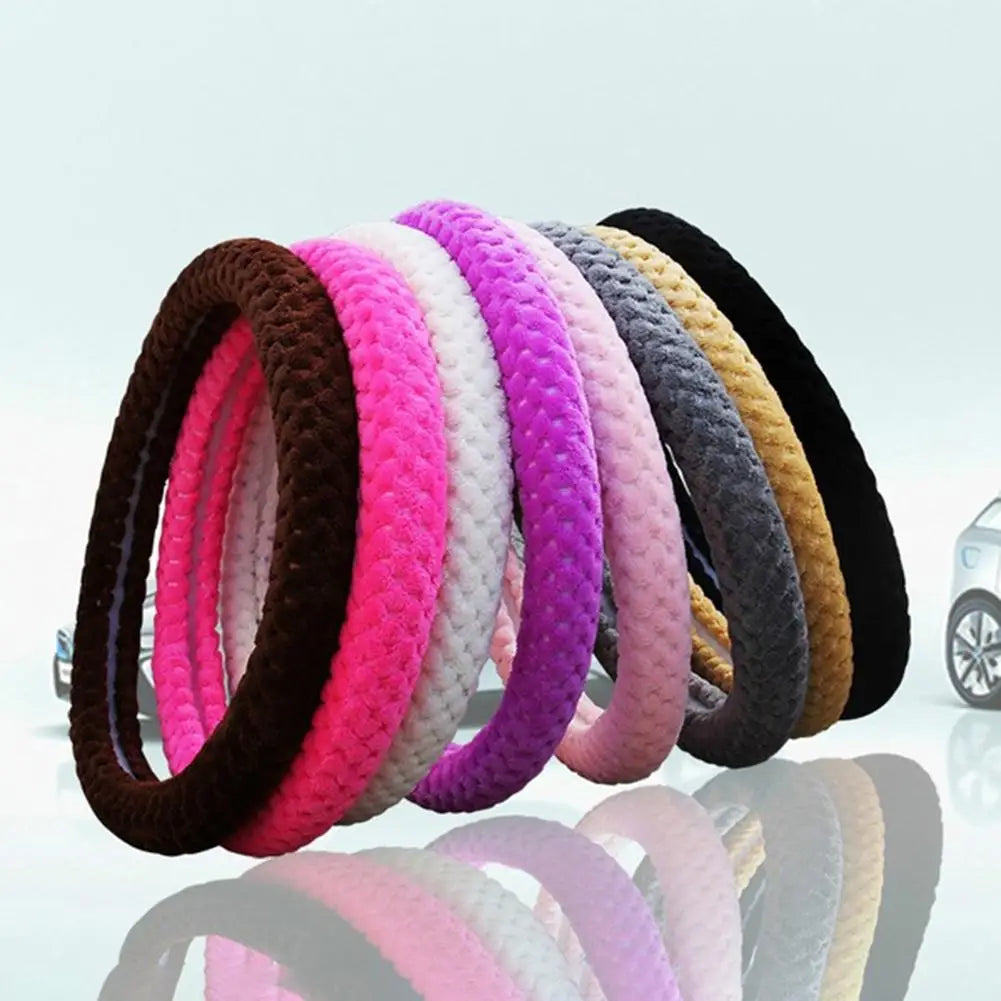 Universal Auto Steering Cover Winter Anti-Slip Soft Plush Car Steering Wheel Protected Cover Holder Accessories Quake
