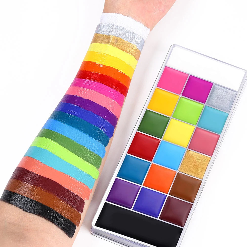 20 Colors Face Body Painting Oil Safe Kids Flash Tattoo Painting Art Halloween Party Makeup Fancy Dress Beauty Palette Set Quake