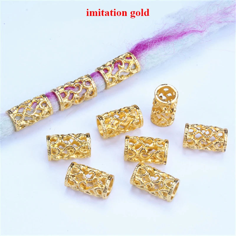 5pcs/pack Gold Silver Hair Styling Tools Different Styles Hair Braid Rings Tube Dread Dreadlock Hair Accessories 6mm Inner Hole Quake 5pcs NO.1